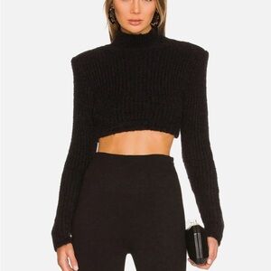 NBD Tory Strong‎ Shoulder Cropped Sweater in Black Size Extra Small
